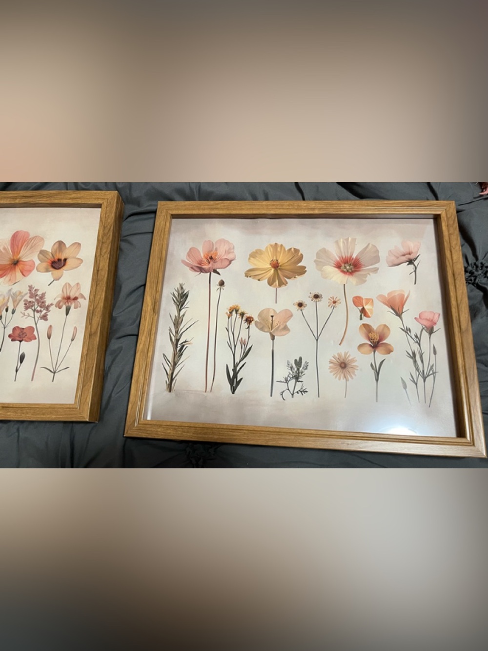 2 Modern Framed/Glass Pastel Floral Wall Art ready to hang approx 15x1/ inches